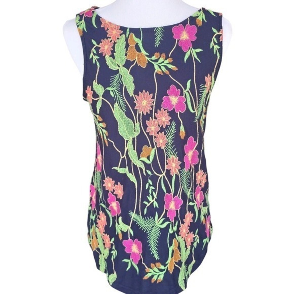 Meadow Rue by Anthropologie Embroidered Floral Sleeveless Top Size S